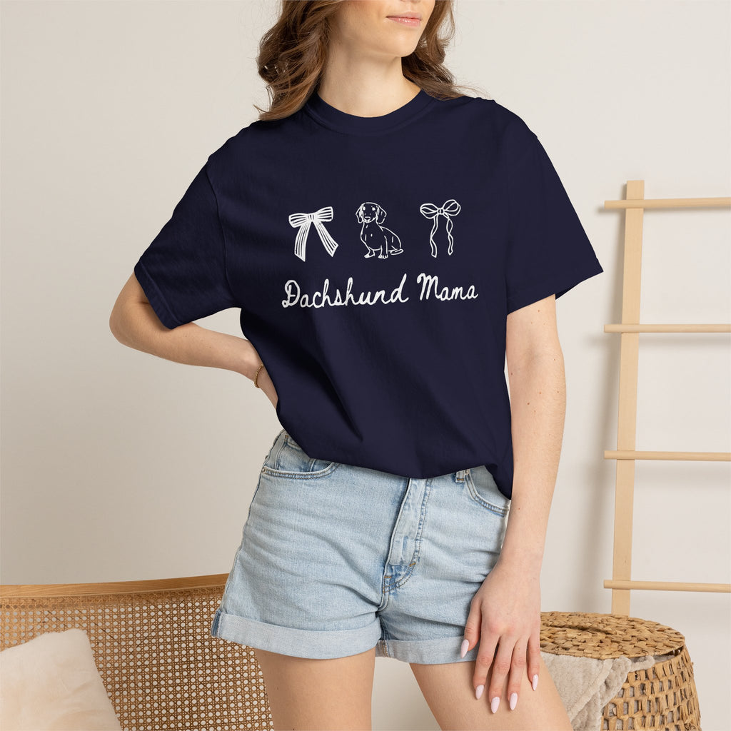 Dachshund Mama T-Shirt — Cute Paw Print & Bows Tee for Dog Lovers